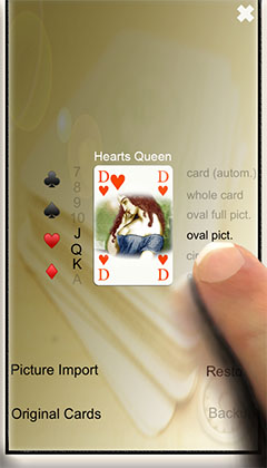 oval picture inserted in playing card